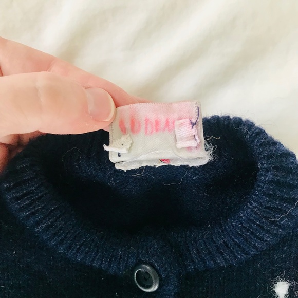 Vintage Shirakaba Tokyo Navy Wool Child Sweater with Floral Design, Size 5-6 - Picture 5 of 6